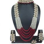 Sublime w alloy gold plated maroon white jewellery set white