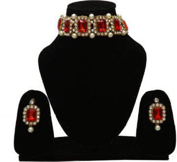 Sublime W Alloy Gold-plated Red, Gold Jewellery Set – Red