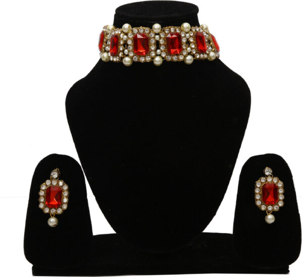Sublime W Alloy Gold-plated Red, Gold Jewellery Set – Red