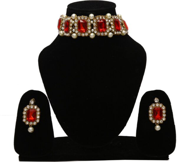 Sublime W Alloy Gold-plated Red, Gold Jewellery Set – Red