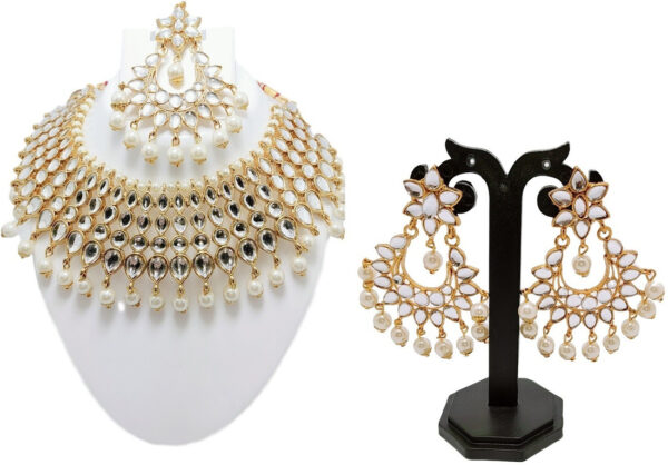 Sublime W Alloy Gold-plated White, Gold Jewellery Set (Pack of 1) – White