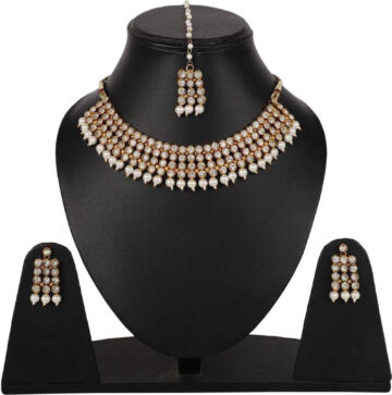 Sublime W Alloy Gold-plated White, Gold Jewellery Set (Pack of 1) – White