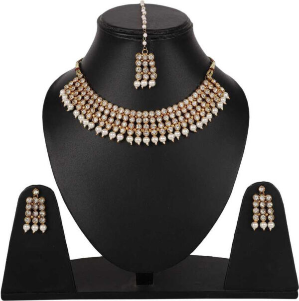 Sublime W Alloy Gold-plated White, Gold Jewellery Set (Pack of 1) – White