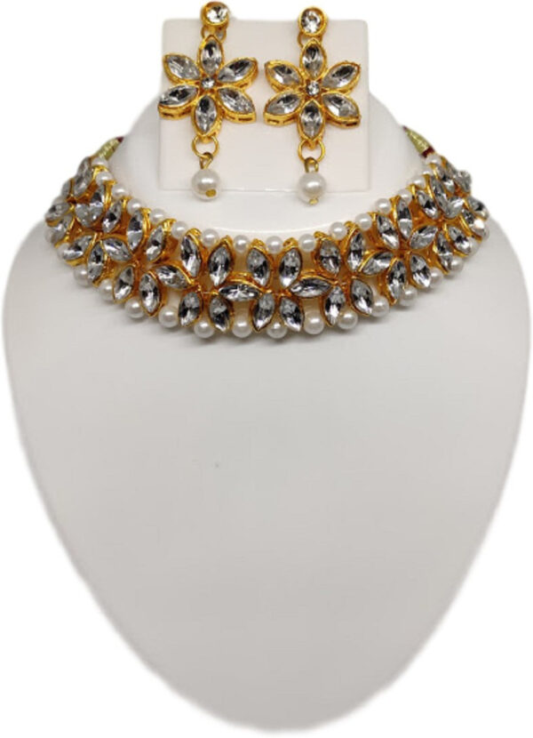 Sublime W Alloy Gold-plated White Jewellery Set – White