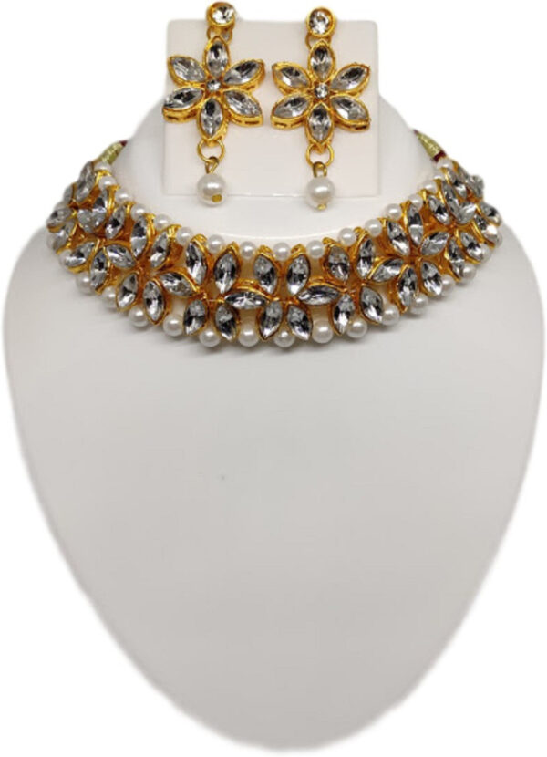 Sublime W Alloy Gold-plated White Jewellery Set – White