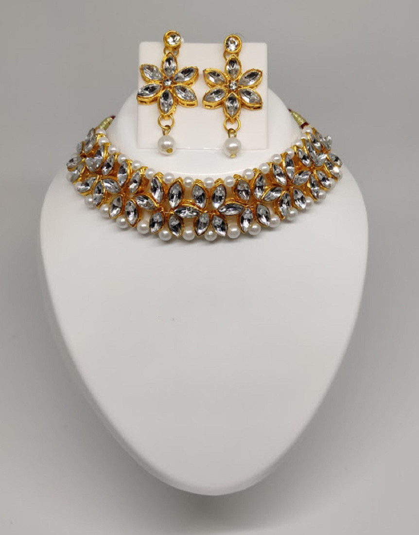 Sublime W Alloy Gold-plated White Jewellery Set – White – view 4