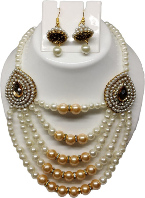 Sublime W Alloy Gold, White, Brown Jewellery Set (Pack of 1) – Brown