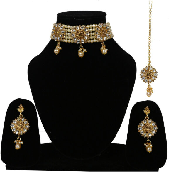 Sublime W Alloy Gold, White Jewellery Set – White