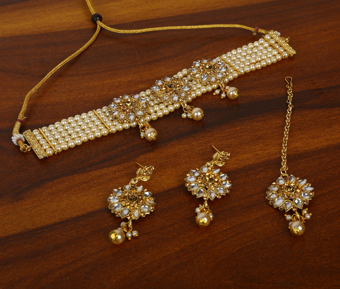 Sublime W Alloy Gold, White Jewellery Set – White – view 3