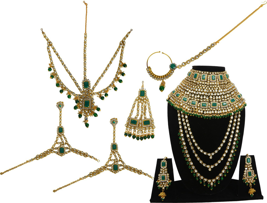 Sublime W Alloy Jewel Set (Green, Gold) – Green, Gold