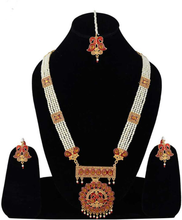 Sublime W Alloy Red, Gold, White Jewellery Set – White