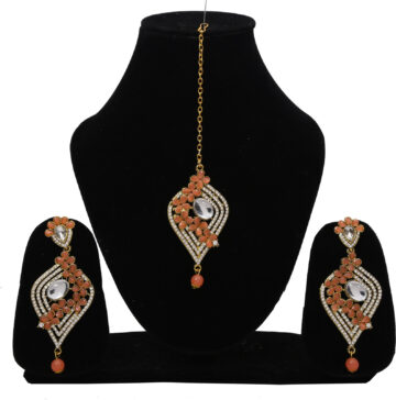 Sublime W Alloy White, Gold Jewellery Set – White