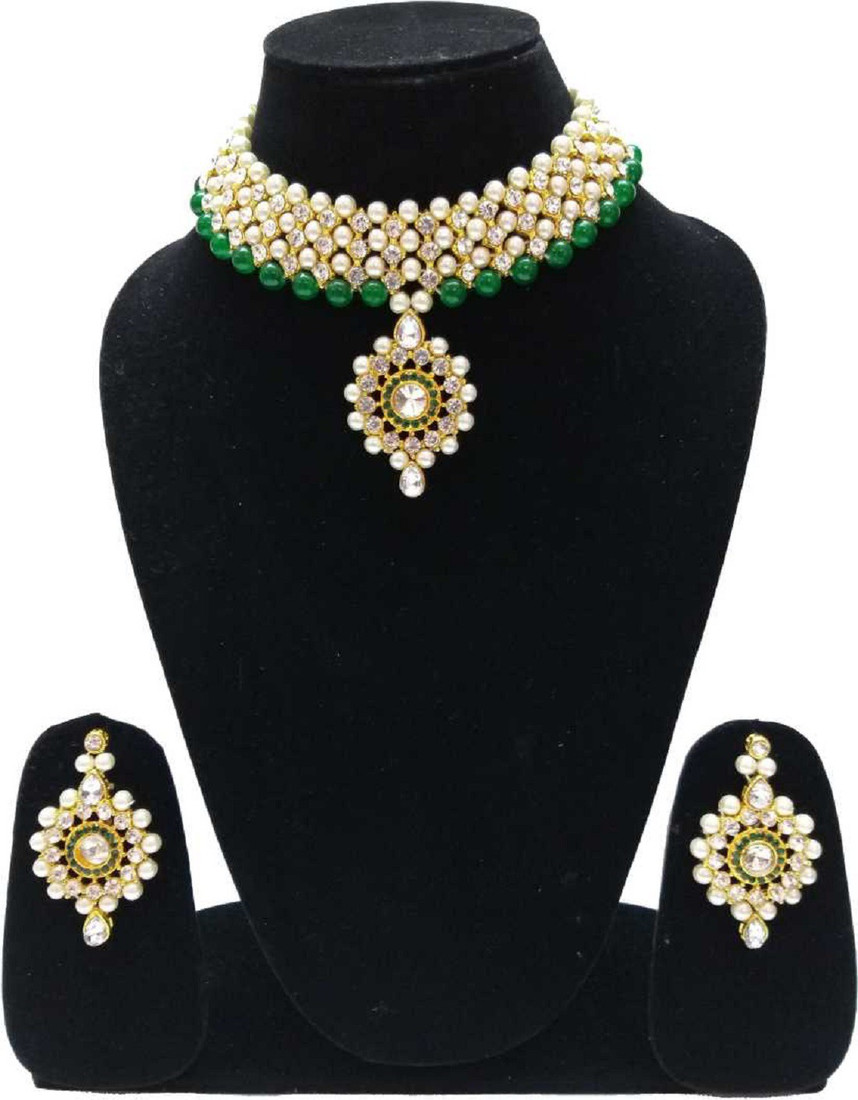 Sublime W Brass Gold-plated Green Jewellery Set – Green – view 2
