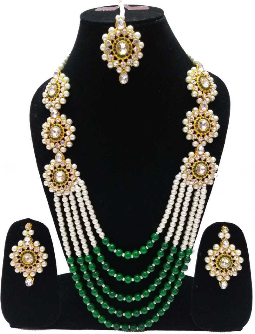 Sublime W Brass Gold-plated Green Jewellery Set – Green – view 4