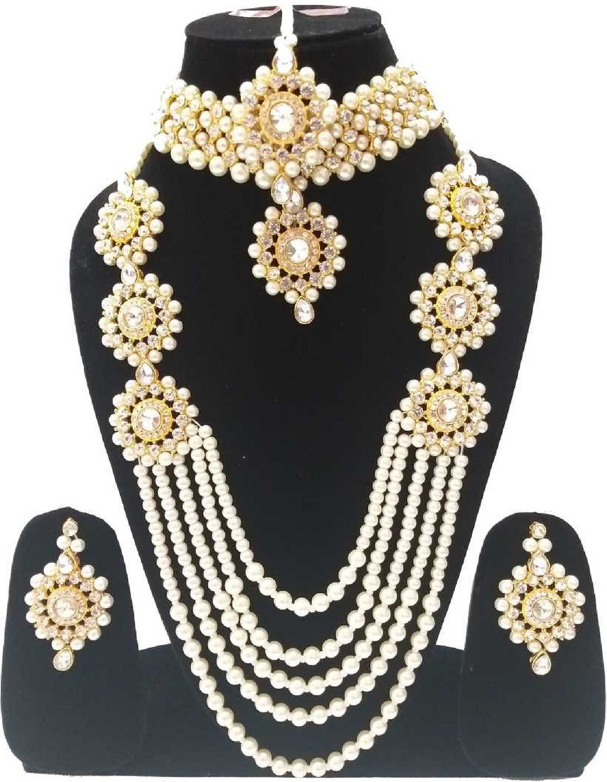 Sublime W Brass Gold-plated White Jewellery Set – White