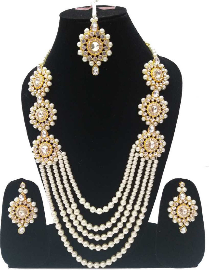 Sublime W Brass Gold-plated White Jewellery Set – White – view 3