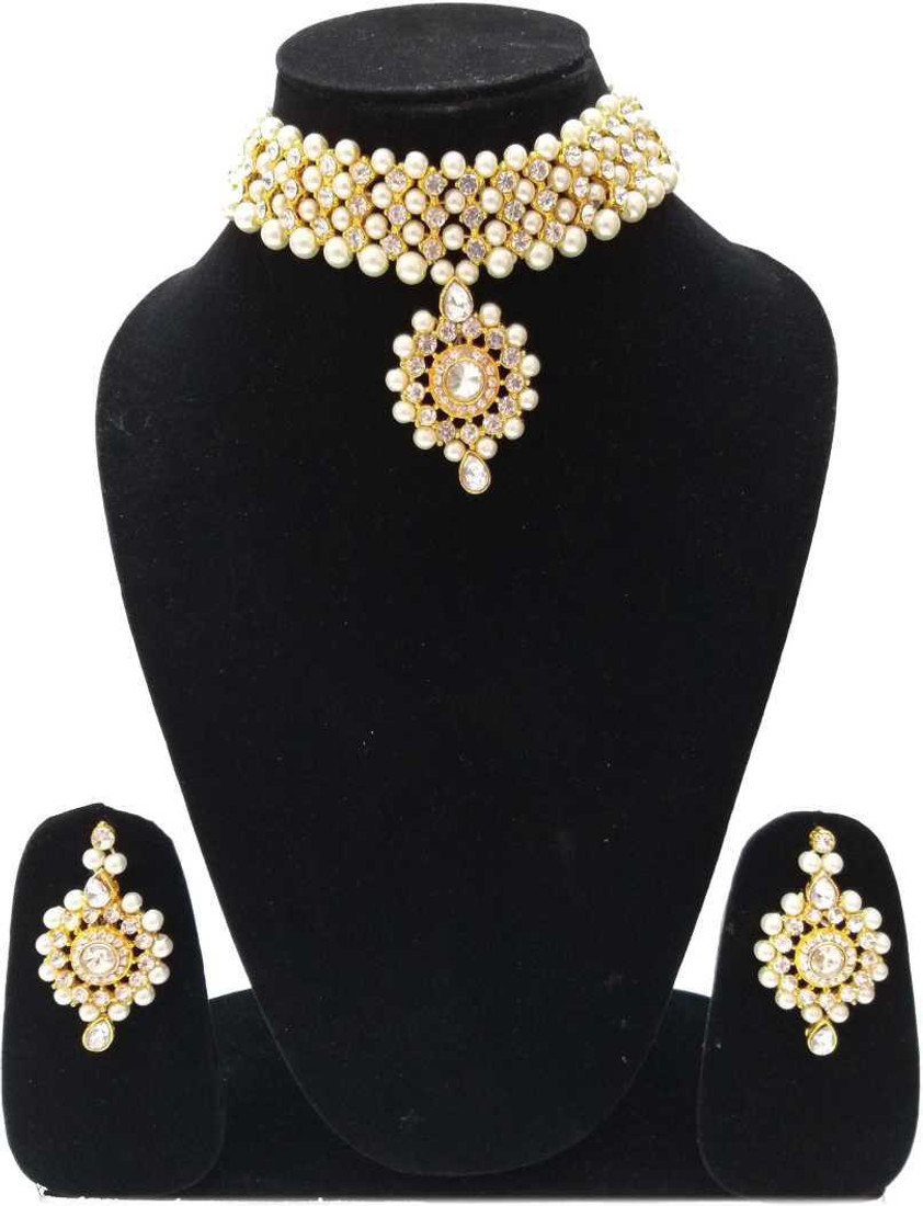 Sublime W Brass Gold-plated White Jewellery Set – White – view 4