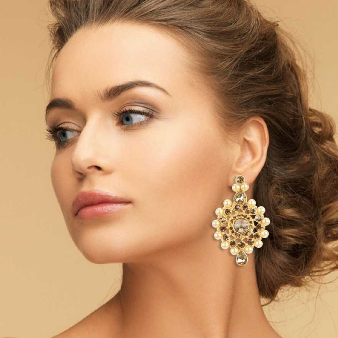 Sublime W Brass Gold-plated White Jewellery Set – White – view 5