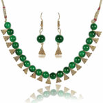 Sublime w brass green gold jewellery set pack of 1 gold