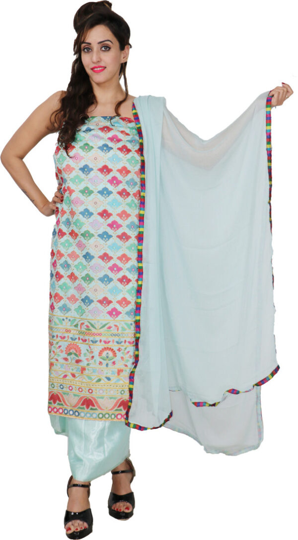 Sublime W Chanderi Embellished Suit Fabric – Light Blue