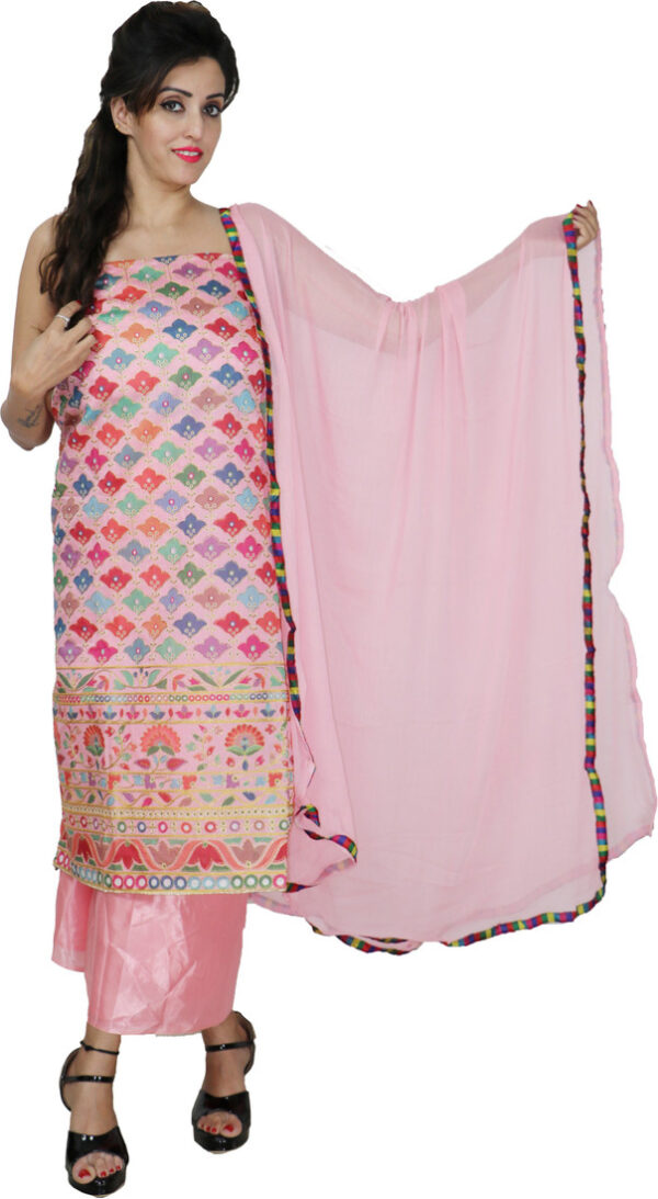 Sublime W Chanderi Embellished Suit Fabric – Pink