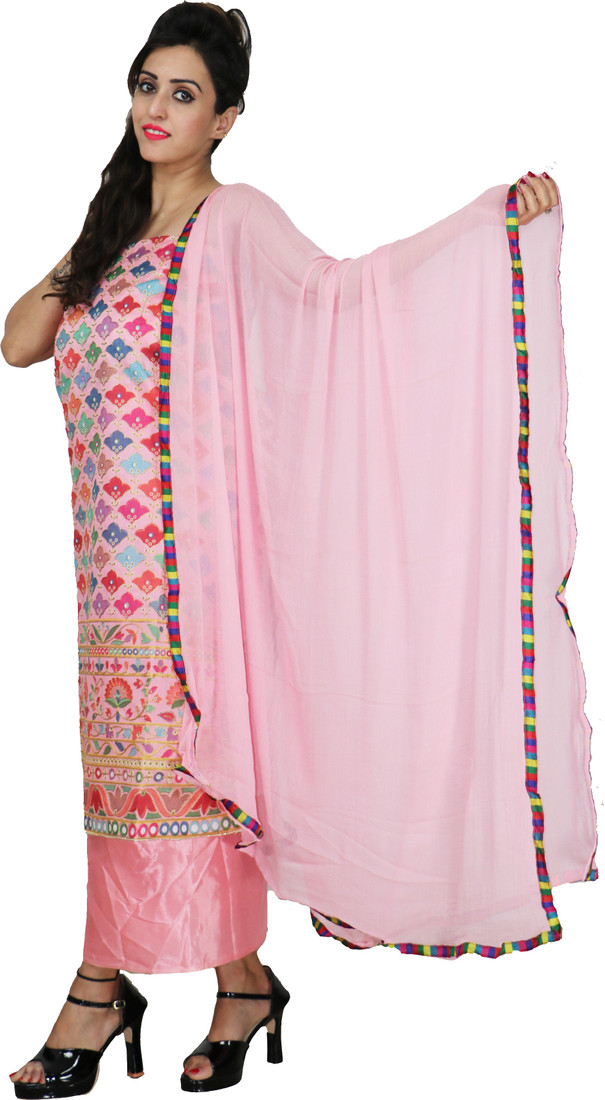 Sublime W Chanderi Embellished Suit Fabric – Pink – view 4