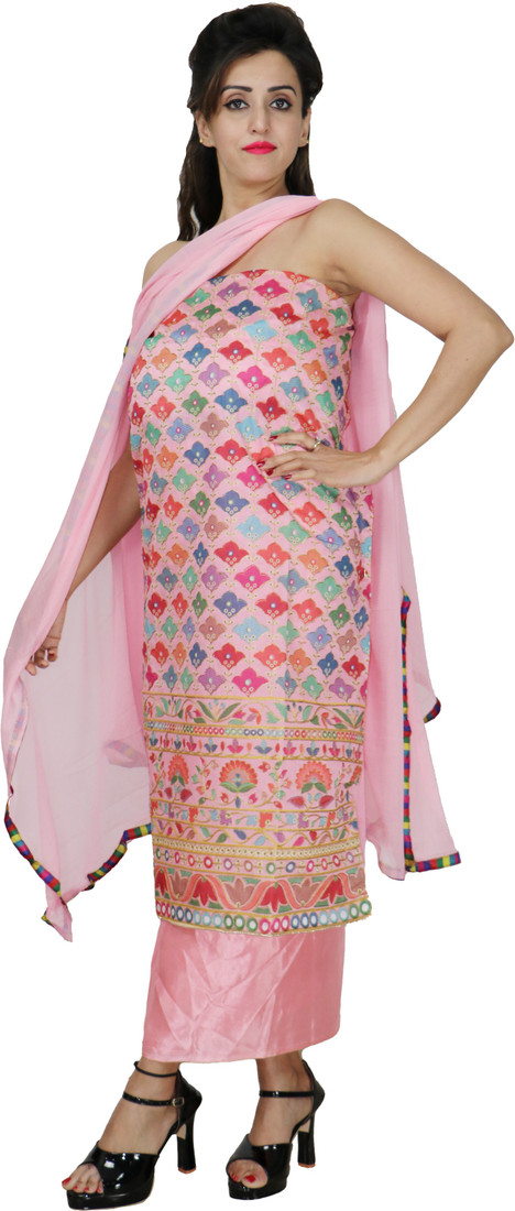 Sublime W Chanderi Embellished Suit Fabric – Pink – view 5