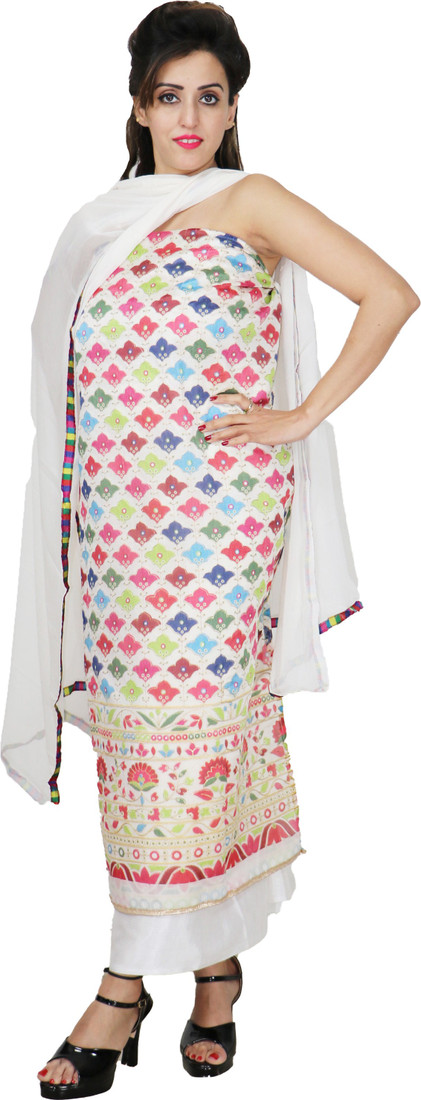 Sublime W Chanderi Embellished Suit Fabric – White