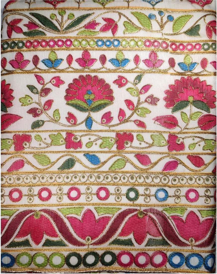 Sublime W Chanderi Embellished Suit Fabric – White – view 3