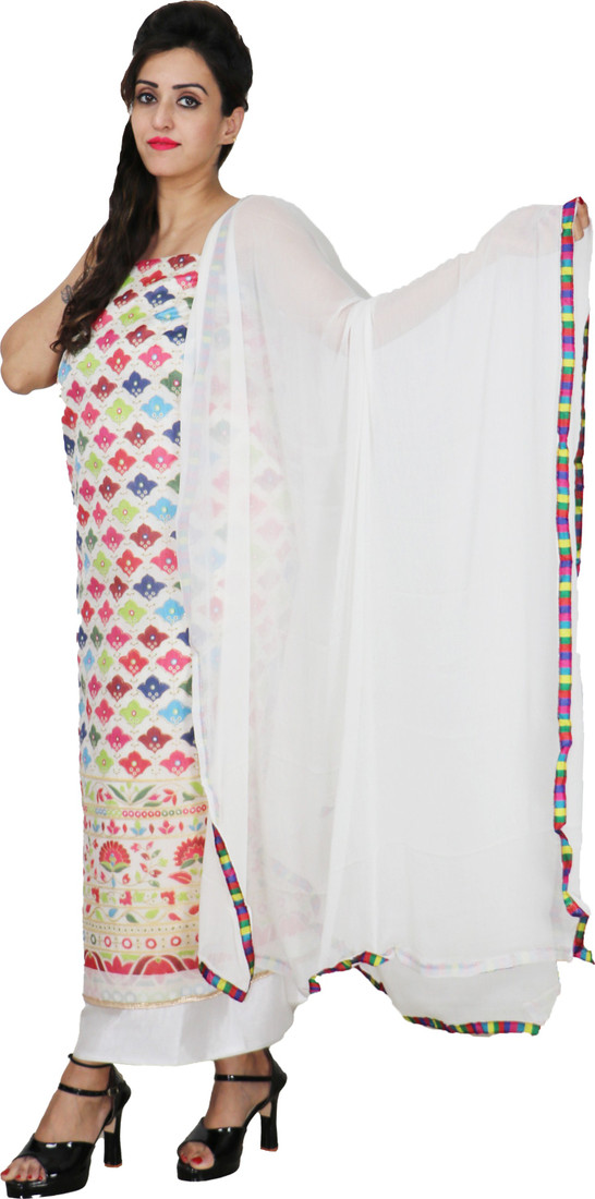 Sublime W Chanderi Embellished Suit Fabric – White – view 4