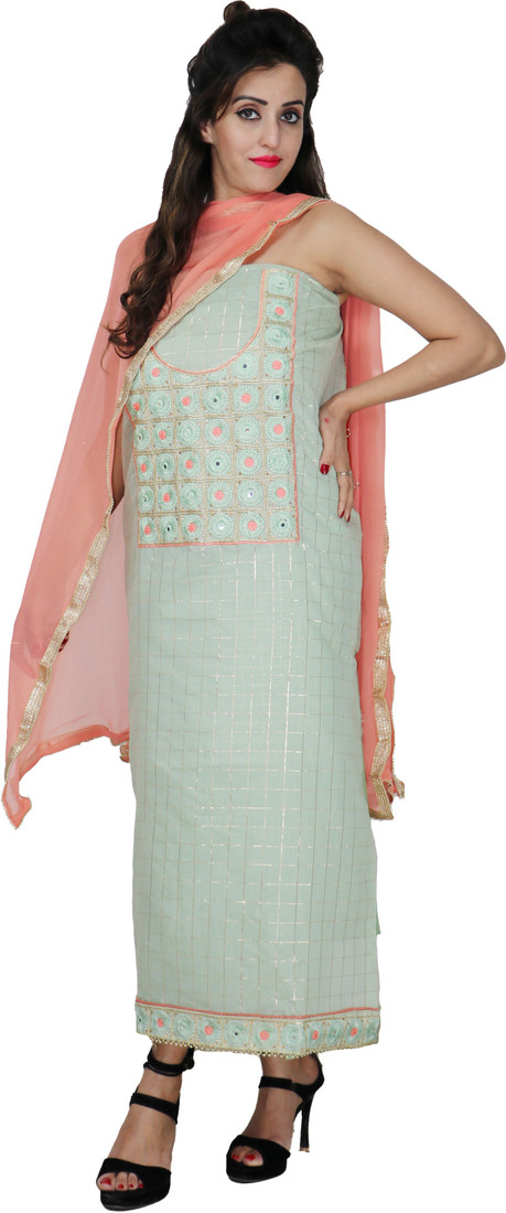 Sublime W Chanderi Embroidered Suit Fabric – Green