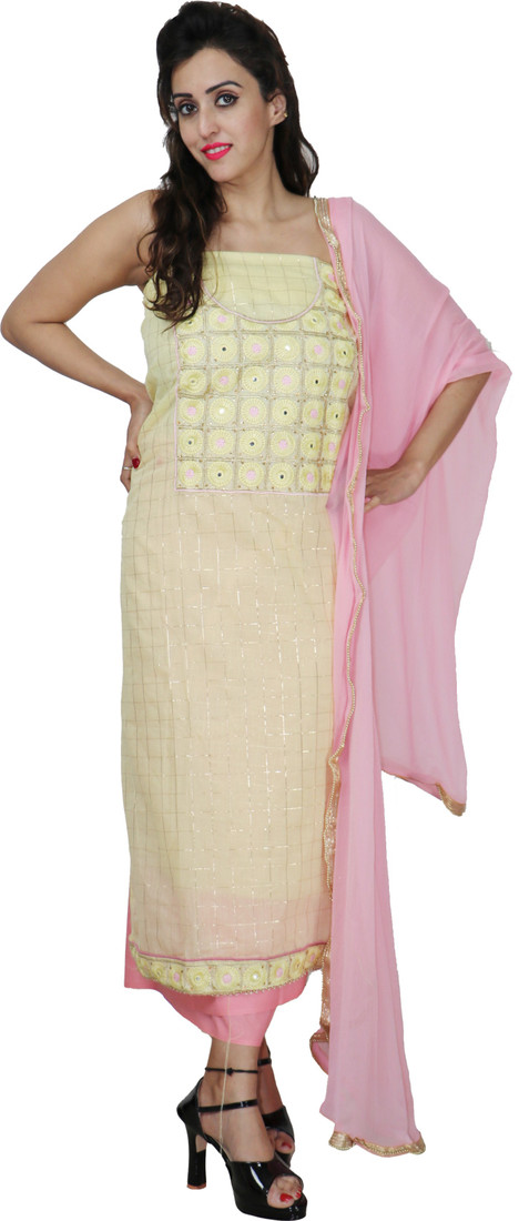 Sublime W Chanderi Embroidered Suit Fabric – Light Yellow
