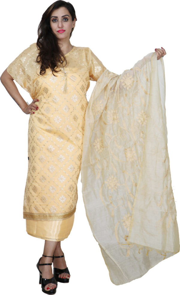 Sublime W Chanderi Floral Print Suit Fabric () – Light Yellow
