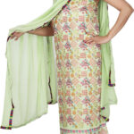 Sublime w chanderi printed suit fabric light green