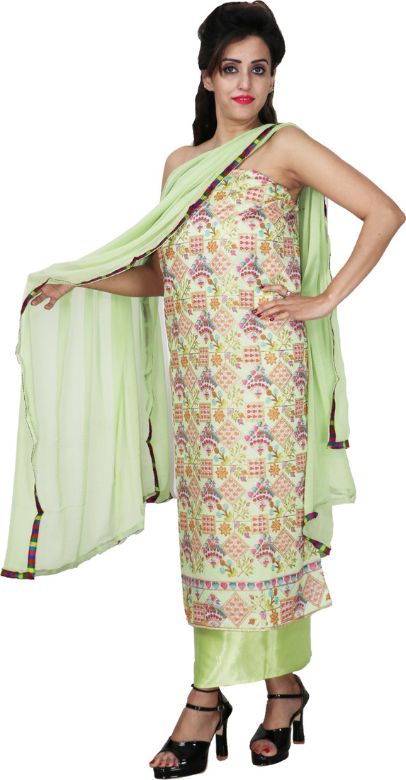 Sublime W Chanderi Printed Suit Fabric – Light Green