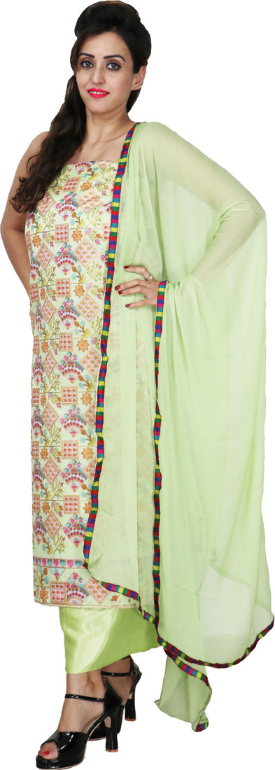 Sublime W Chanderi Printed Suit Fabric – Light Green – view 3