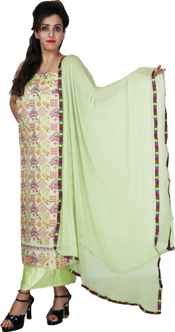 Sublime W Chanderi Printed Suit Fabric – Light Green – view 4