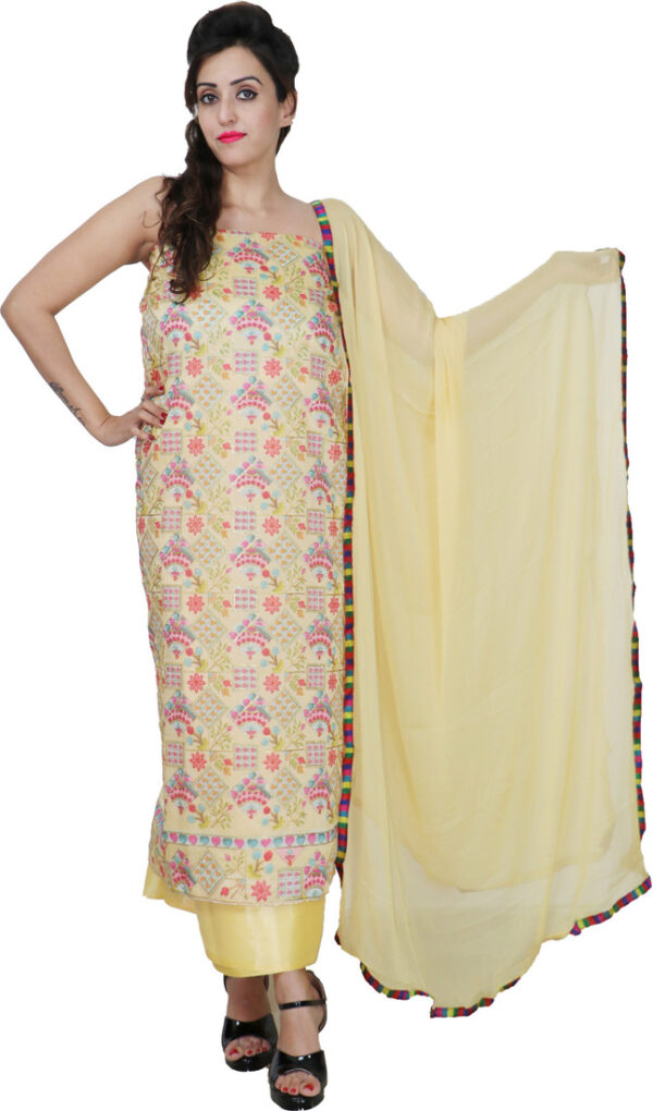 Sublime W Chanderi Printed Suit Fabric – Light Yellow