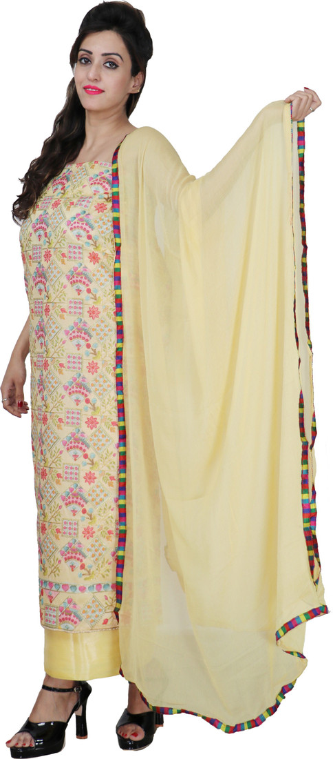 Sublime W Chanderi Printed Suit Fabric – Light Yellow – view 3