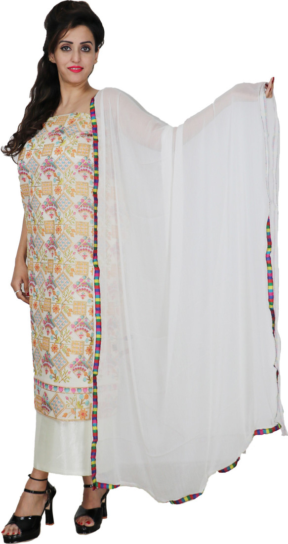 Sublime W Chanderi Printed Suit Fabric () – White – view 3