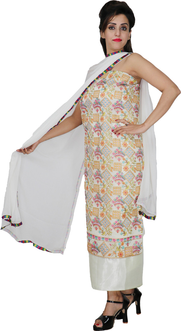 Sublime W Chanderi Printed Suit Fabric () – White – view 4