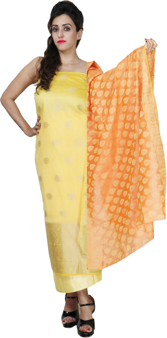 Sublime W Chanderi Self Design Salwar Suit Material () – Yellow