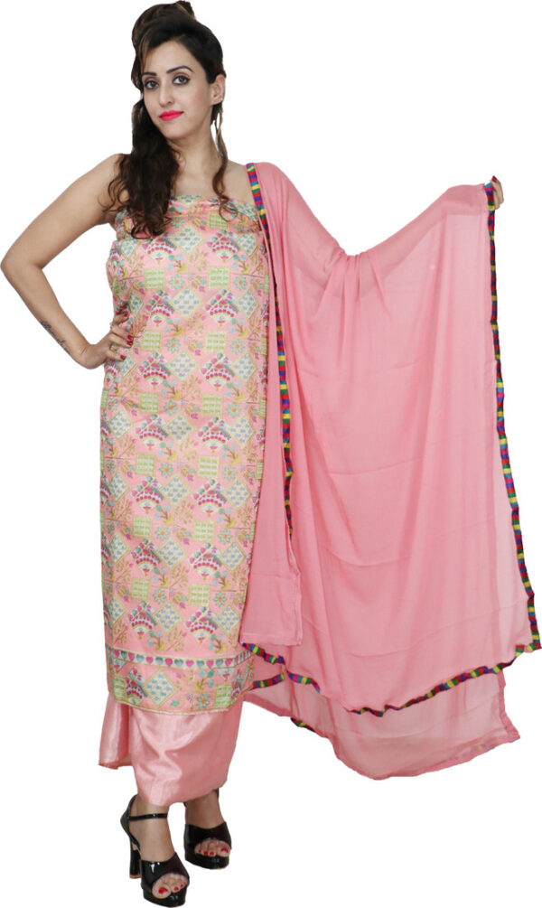 Sublime W Chanderi Solid, Printed Suit Fabric () – Pink