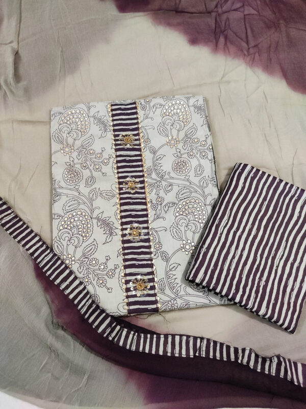 Sublime W Cotton Blend Embellished, Printed Salwar Suit Material () – Wine