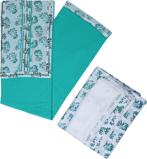 Sublime W Cotton Blend Embroidered, Printed Salwar Suit Material – Green