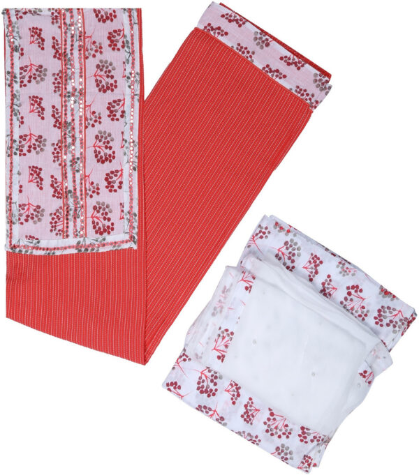 Sublime W Cotton Blend Embroidered, Printed Salwar Suit Material – Red