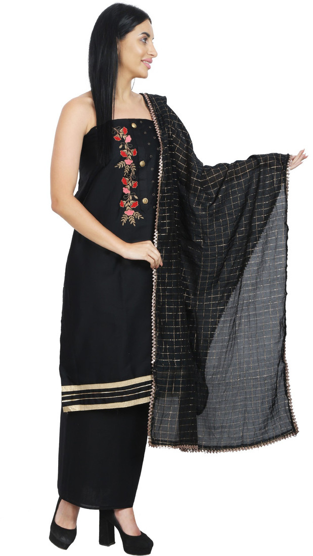 Sublime W Cotton Blend Embroidered Salwar Suit Material () – Black – view 3