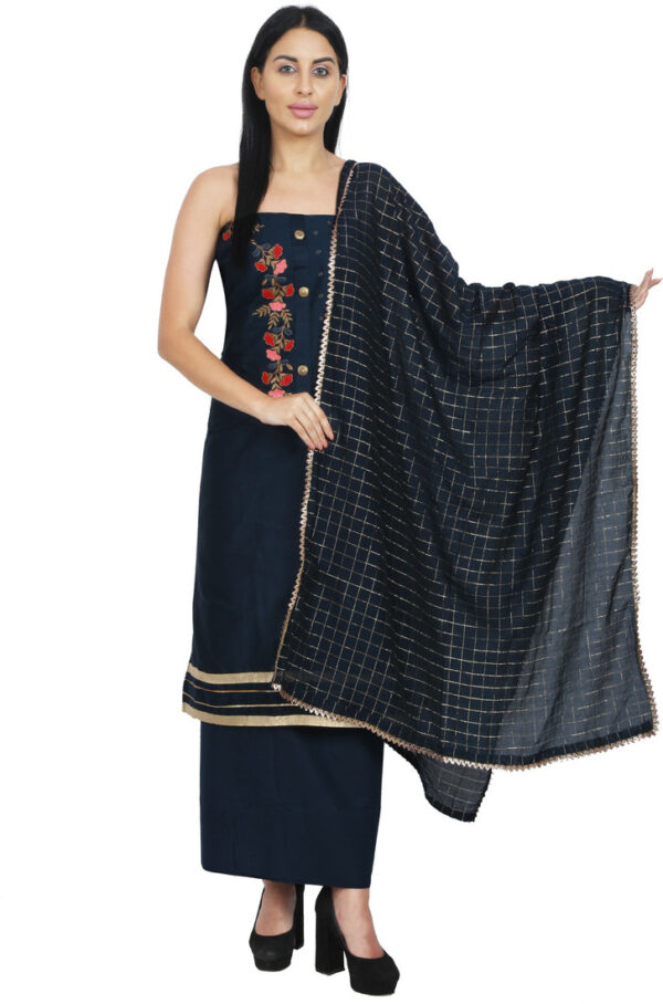 Sublime W Cotton Blend Embroidered Salwar Suit Material – Dark Blue