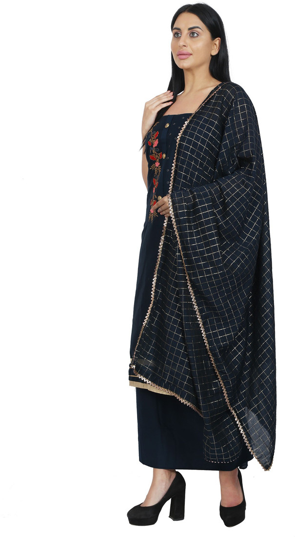 Sublime W Cotton Blend Embroidered Salwar Suit Material – Dark Blue – view 4