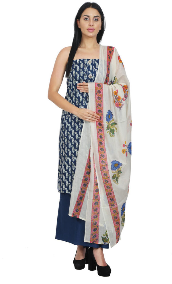 Sublime W Cotton Blend Printed Salwar Suit Material () – Blue